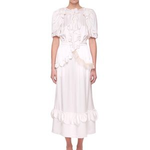 Simone Rocha Ruffled Silk midi dress Uk 8 S